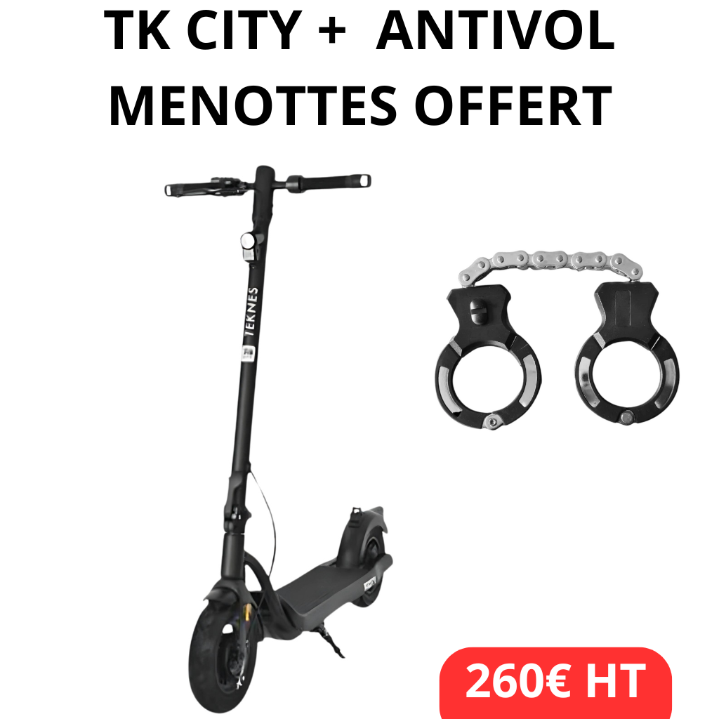 Trottinette Teknes TK City noir + Antivol menottes